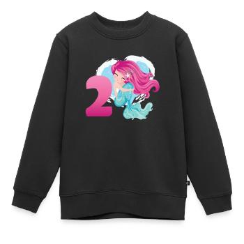 Sirène 2 ans À l’anniversaire de la sirène - Sweat Premium enfant bio - noir - Devant - AI Model Kid Female (0cm)