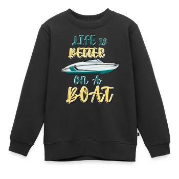 Boot Regatta . Motorboot Motoryacht . Yacht Segeln - Kinder Premium Organic Sweatshirt - Schwarz - Vorne - AI Model Kid Female (0cm)
