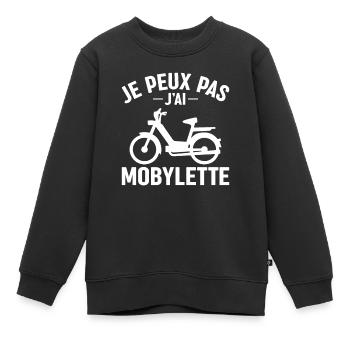Je Peux Pas J'ai Mobylette - Mobilette Moto Cadeau - Sweat Premium enfant bio - noir - Devant - AI Model Kid Female (0cm)