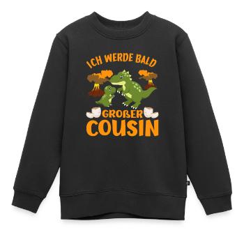 Großer Cousin Ich werde bald großer Cousin Dino - Kinder Premium Organic Sweatshirt - Schwarz - Vorne - AI Model Kid Female (0cm)