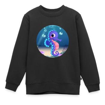 Sea horse - Kids Premium Organic Sweatshirt - black - Front - AI Model Kid Female (0cm)