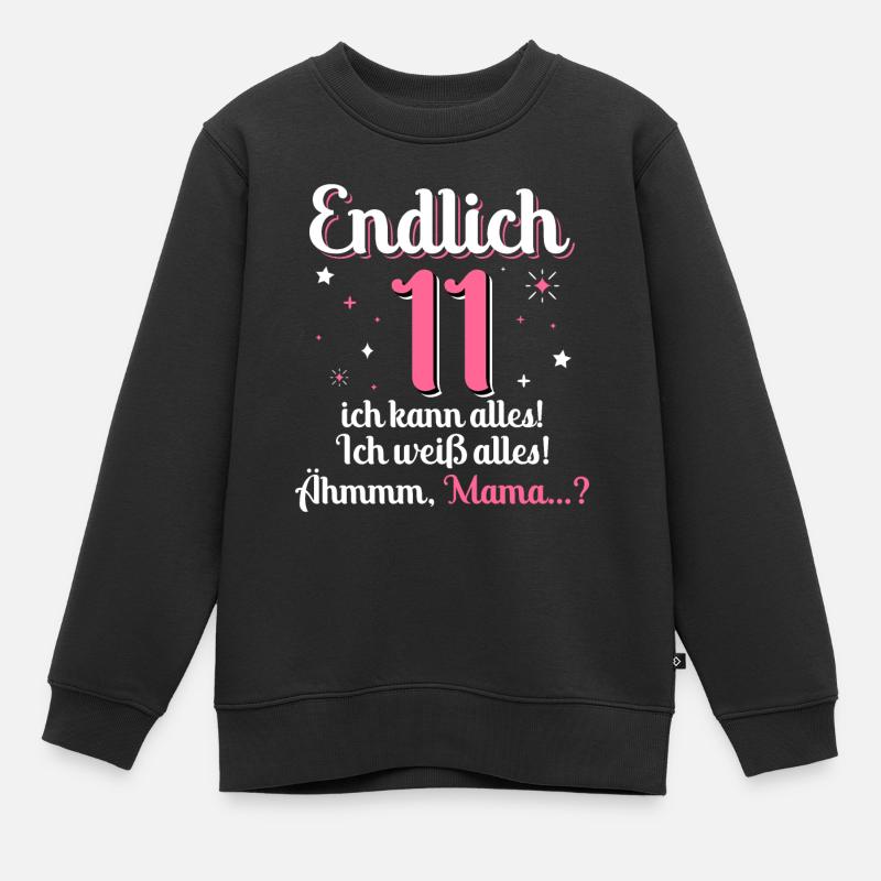 11. Geburtstag Mädchen 11 Jahre - Kinder Premium Organic Sweatshirt - Schwarz
