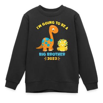 Frère aîné Dinosaures 2023 - Sweat Premium enfant bio - noir - Devant - AI Model Kid Female (0cm)