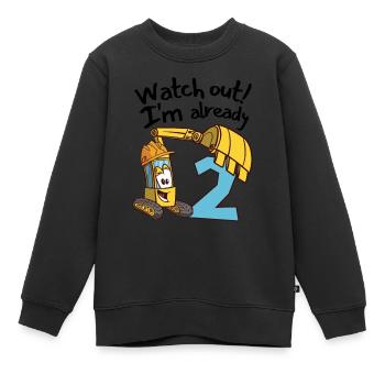2. Geburtstag Kindergeburtstag Bagger Party - Kinder Premium Organic Sweatshirt - Schwarz - Vorne - AI Model Kid Female (0cm)