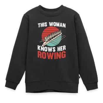 Rudersport Ruderer Ruderboot Rudern - Kinder Premium Organic Sweatshirt - Schwarz - Vorne - AI Model Kid Female (0cm)