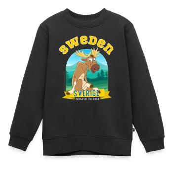 Schweden Sverige Elch auf freiem Fuß - Kinder Premium Organic Sweatshirt - Schwarz - Vorne - AI Model Kid Female (0cm)