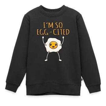 Cadeau d’œufs cités à l’œuf - Sweat Premium enfant bio - noir - Devant - AI Model Kid Female (0cm)