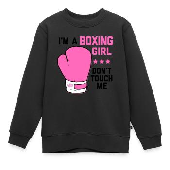 Boxmädchen fass mich nicht an - Kinder Premium Organic Sweatshirt - Schwarz - Vorne - AI Model Kid Female (0cm)
