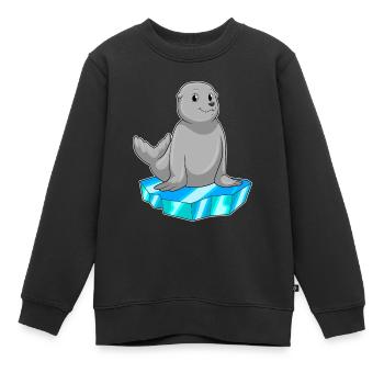 Banquise de phoque - Sweat Premium enfant bio - noir - Devant - AI Model Kid Female (0cm)
