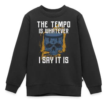 Batterie batteur Vintage The Tempo - Sweat Premium enfant bio - noir - Devant - AI Model Kid Female (0cm)