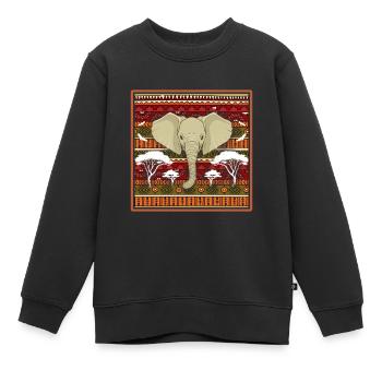 Elefant - Kinder Premium Organic Sweatshirt - Schwarz - Vorne - AI Model Kid Female (0cm)