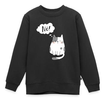 Katze mit Nö Denkblase lustiges Geschenk Neinsager - Kinder Premium Organic Sweatshirt - Schwarz - Vorne - AI Model Kid Female (0cm)