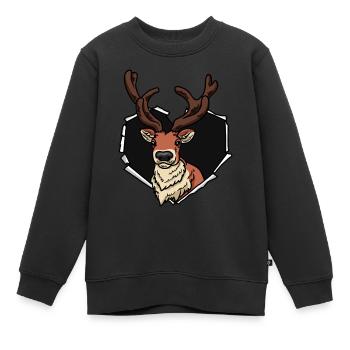 Reindeer Crack Torn Hole Heart Reindeer Face - Sweat Premium enfant bio - noir - Devant - AI Model Kid Female (0cm)