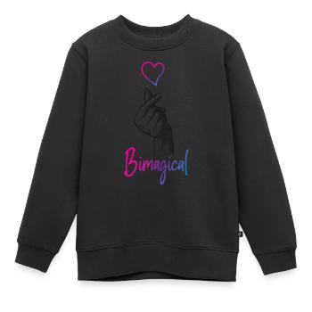 Bisexual Bi Pride Flag Pun - Kids Premium Organic Sweatshirt - black - Front - AI Model Kid Female (0cm)
