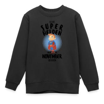 Echte Superhelden wurden im November geboren Junge - Kinder Premium Organic Sweatshirt - Schwarz - Vorne - AI Model Kid Female (0cm)
