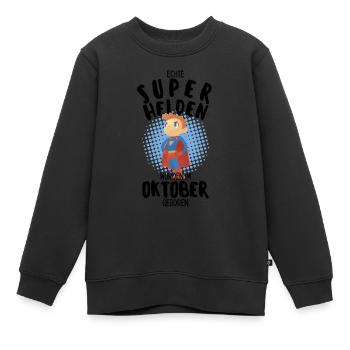 Echte Superhelden wurden im Oktober geboren Junge - Kinder Premium Organic Sweatshirt - Schwarz - Vorne - AI Model Kid Female (0cm)