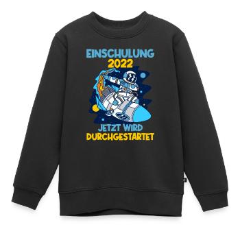 Einschulung 2022 Rakete Schulkind Schuleinführung - Kinder Premium Organic Sweatshirt - Schwarz - Vorne - AI Model Kid Female (0cm)