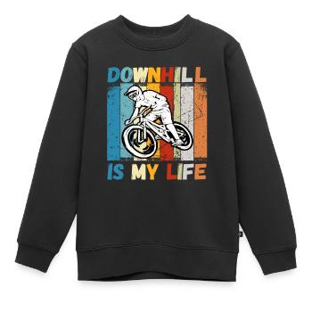 Downhill is My Life VTT RetroVintage - Sweat Premium enfant bio - noir - Devant - AI Model Kid Female (0cm)