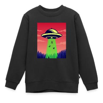 Cats being abducted by an alien space ship - - Kids Premium Organic Sweatshirt - black - Front - AI Model Kid Female (0cm)