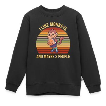 Basketball Schimpanse Affe Sport - Kinder Premium Organic Sweatshirt - Schwarz - Vorne - AI Model Kid Female (0cm)
