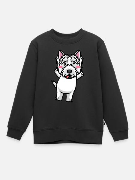 West Highland White Terrier Chien Westie - Sweat Premium enfant bio - noir