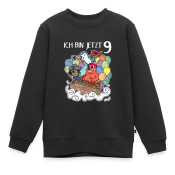9. Geburtstag Geburtstagskind Piratenschiff - Kinder Premium Organic Sweatshirt - Schwarz - Vorne - AI Model Kid Female (0cm)