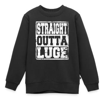 Luge disant drôle - Sweat Premium enfant bio - noir - Devant - AI Model Kid Female (0cm)