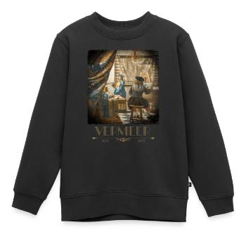 Jan Vermeer Die Malkunst Gemälde Coole Kunst - Kinder Premium Organic Sweatshirt - Schwarz - Vorne - AI Model Kid Female (0cm)