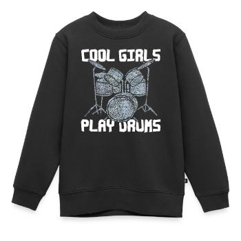 Batterie Batteur Batteur - Sweat Premium enfant bio - noir - Devant - AI Model Kid Female (0cm)