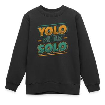 Solo proud single, Happy single - Sweat Premium enfant bio - noir - Devant - AI Model Kid Female (0cm)