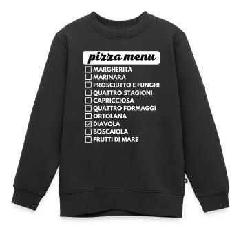 pizza menu choix de pizza - Sweat Premium enfant bio - noir - Devant - AI Model Kid Female (0cm)