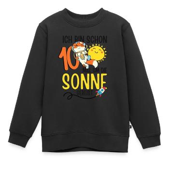 Süßer Fuchs Astronaut 10. Geburtstag Sonne Rakete - Kinder Premium Organic Sweatshirt - Schwarz - Vorne - AI Model Kid Female (0cm)