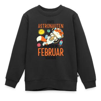 Im Februar geboren - Fuchs Astronaut im Weltall - Kinder Premium Organic Sweatshirt - Schwarz - Vorne - AI Model Kid Female (0cm)