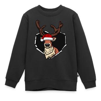 Bouchon de trou déchiré de fissure de renne Noël - Sweat Premium enfant bio - noir - Devant - AI Model Kid Female (0cm)