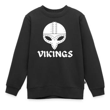 Vikings casque de guerrier - Sweat Premium enfant bio - noir - Devant - AI Model Kid Female (0cm)