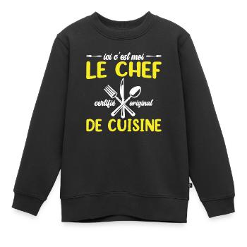 Ici C'est Moi Le Chef Cuisine Restaurant Cuisinier - Sweat Premium enfant bio - noir - Devant - AI Model Kid Female (0cm)