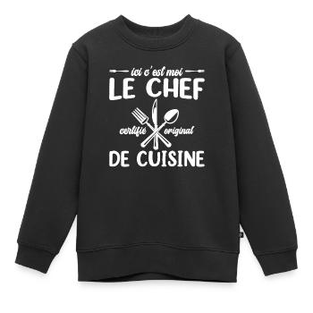 Ici C'est Moi Le Chef Cuisine Restaurant Cuisinier - Sweat Premium enfant bio - noir - Devant - AI Model Kid Female (0cm)