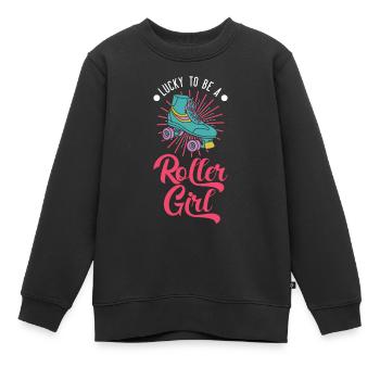 Lucky to be a Roller Girl Rollschuhe - Kinder Premium Organic Sweatshirt - Schwarz - Vorne - AI Model Kid Female (0cm)