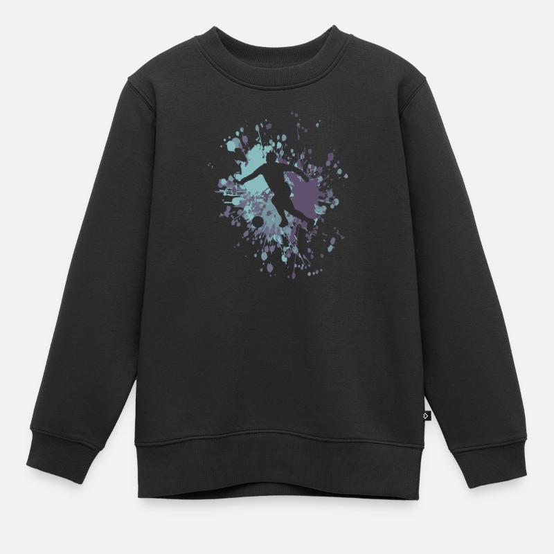Soccer Striker Color Splash - Kinder Premium Organic Sweatshirt - Schwarz