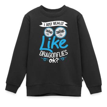 Dragonflies Flying Insect Quotes Entomologist - Kids Premium Organic Sweatshirt - black - Front - AI Model Kid Female (0cm)
