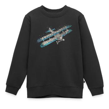 Biplan Avion Modèle De Vol - Sweat Premium enfant bio - noir - Devant - AI Model Kid Female (0cm)