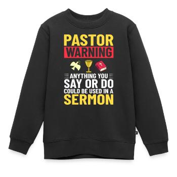Pasteur Église Ministre Christ Spirituel Jésus - Sweat Premium enfant bio - noir - Devant - AI Model Kid Female (0cm)