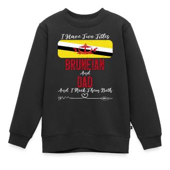Drapeau brunéien du père Brunei pour la fête des pères - Sweat Premium enfant bio - noir - Devant - AI Model Kid Female (0cm)