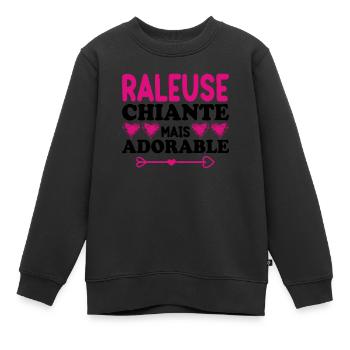 Raleuse Chiante Mais Adorable - Sweat Premium enfant bio - noir - Devant - AI Model Kid Female (0cm)