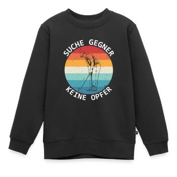 Lustiges Golfspieler Suche Gegner Keine Opfer Golf - Kinder Premium Organic Sweatshirt - Schwarz - Vorne - AI Model Kid Female (0cm)