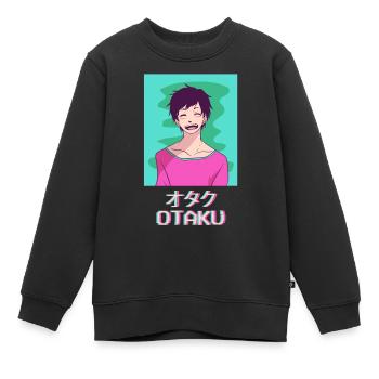 Otaku Anime Jeune Japonais Vaporwave Esthétique - Sweat Premium enfant bio - noir - Devant - AI Model Kid Female (0cm)