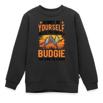 Perruche Budgerigar Welli - Sweat Premium enfant bio - noir - Devant - AI Model Kid Female (0cm)