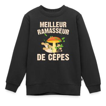 Meilleur Ramasseur De Cèpes Champignon Cadeau Cèpe - Sweat Premium enfant bio - noir - Devant - AI Model Kid Female (0cm)