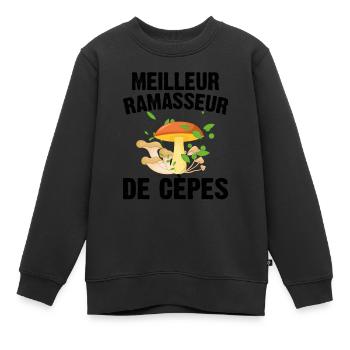 Meilleur Ramasseur De Cèpes Champignon Cadeau Cèpe - Sweat Premium enfant bio - noir - Devant - AI Model Kid Female (0cm)