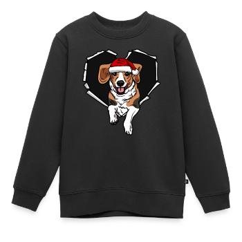 Crack Beagle avec trou de bouchon de Noël - Sweat Premium enfant bio - noir - Devant - AI Model Kid Female (0cm)